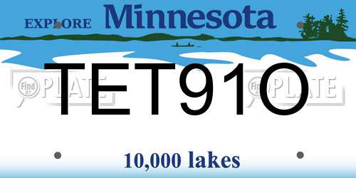 TET91O Minnesota License Plate