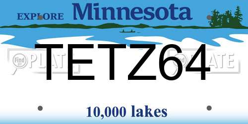 TETZ64 Minnesota License Plate