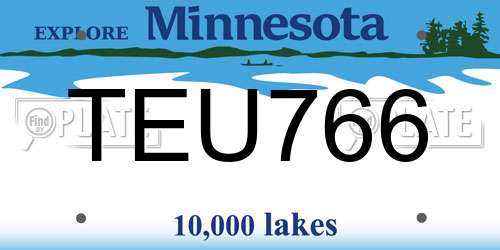 TEU766 Minnesota License Plate