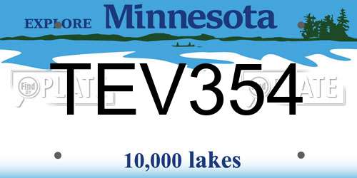 TEV354 Minnesota License Plate