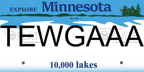 TEWGAAA Minnesota License Plate
