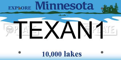 TEXAN1 Minnesota License Plate