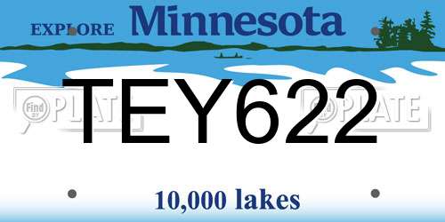 TEY622 Minnesota License Plate
