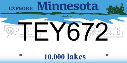 TEY672 Minnesota License Plate