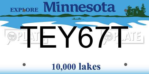 TEY67T Minnesota License Plate