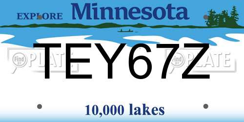 TEY67Z Minnesota License Plate