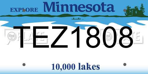 TEZ1808 Minnesota License Plate