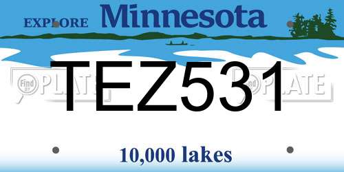TEZ531 Minnesota License Plate