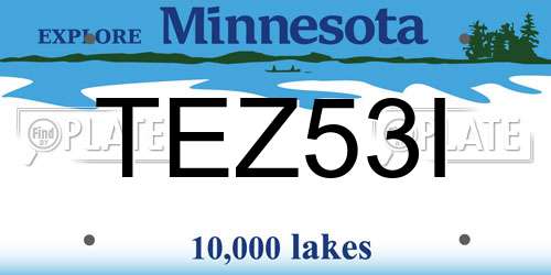 TEZ53I Minnesota License Plate