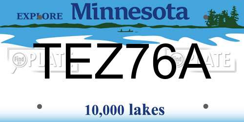 TEZ76A Minnesota License Plate