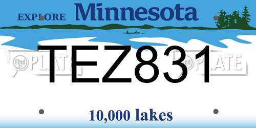 TEZ831 Minnesota License Plate