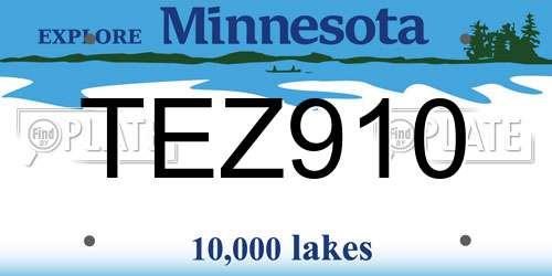 TEZ910 Minnesota License Plate
