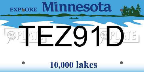 TEZ91D Minnesota License Plate