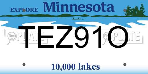 TEZ91O Minnesota License Plate