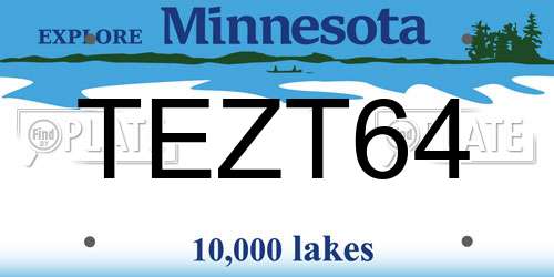 TEZT64 Minnesota License Plate