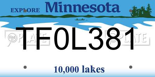 TF0L381 Minnesota License Plate