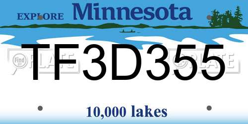TF3D355 Minnesota License Plate