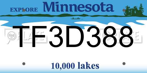 TF3D388 Minnesota License Plate