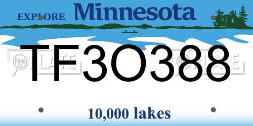TF3O388 Minnesota License Plate