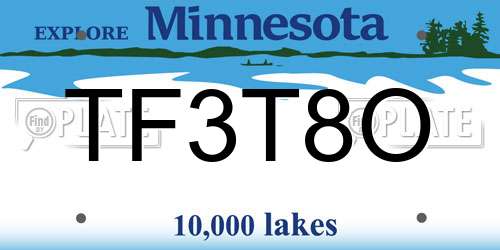 TF3T8O Minnesota License Plate