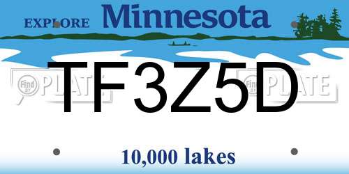 TF3Z5D Minnesota License Plate