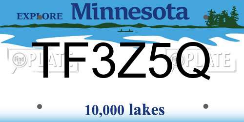 TF3Z5Q Minnesota License Plate