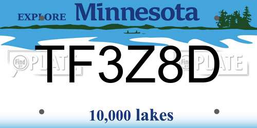 TF3Z8D Minnesota License Plate