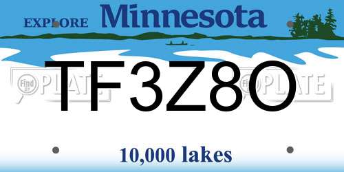 TF3Z8O Minnesota License Plate