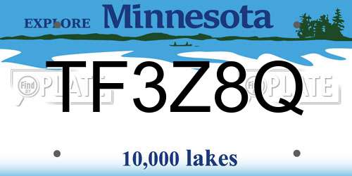 TF3Z8Q Minnesota License Plate