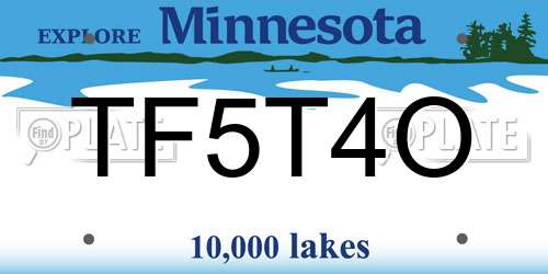 TF5T4O Minnesota License Plate