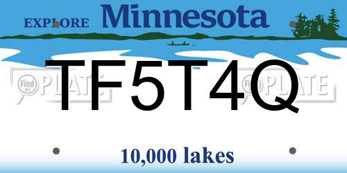 TF5T4Q Minnesota License Plate