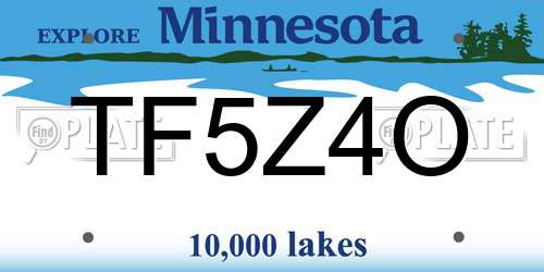 TF5Z4O Minnesota License Plate