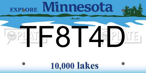 TF8T4D Minnesota License Plate