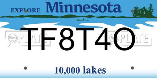 TF8T4O Minnesota License Plate
