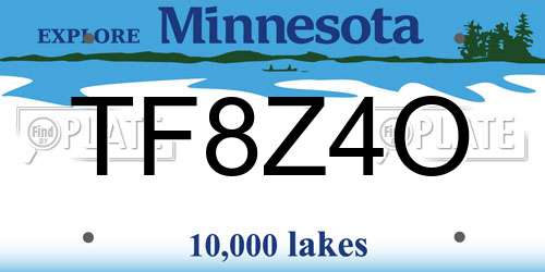 TF8Z4O Minnesota License Plate