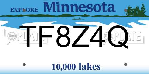 TF8Z4Q Minnesota License Plate