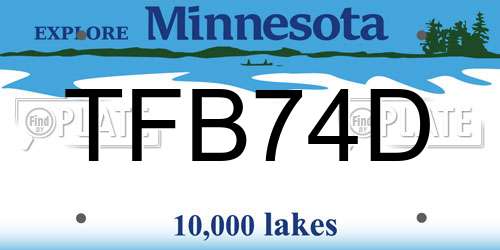 TFB74D Minnesota License Plate