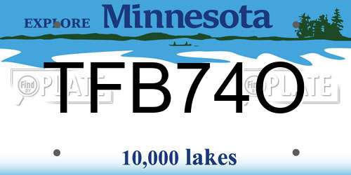 TFB74O Minnesota License Plate