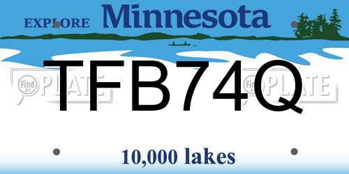 TFB74Q Minnesota License Plate