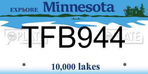 TFB944 Minnesota License Plate