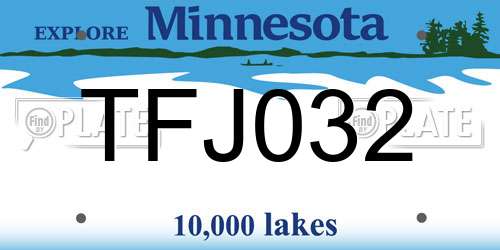 TFJ032 Minnesota License Plate