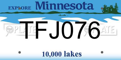 TFJ076 Minnesota License Plate