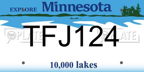 TFJ124 Minnesota License Plate
