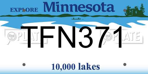 TFN371 Minnesota License Plate