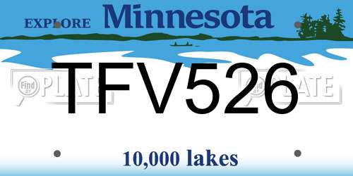 TFV526 Minnesota License Plate