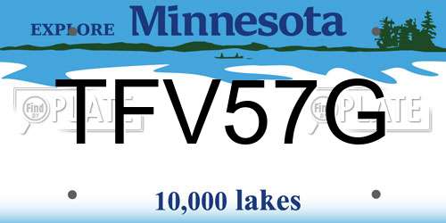 TFV57G Minnesota License Plate