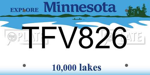 TFV826 Minnesota License Plate