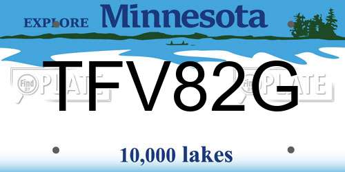 TFV82G Minnesota License Plate