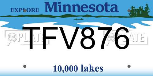 TFV876 Minnesota License Plate