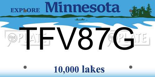 TFV87G Minnesota License Plate